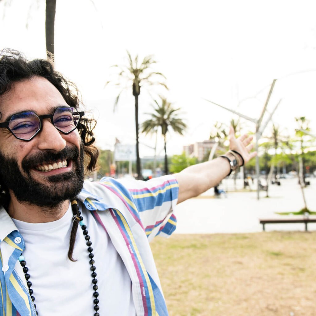 portrait of cheerful happy hipster young man smili 2023 11 27 05 14 24 utc